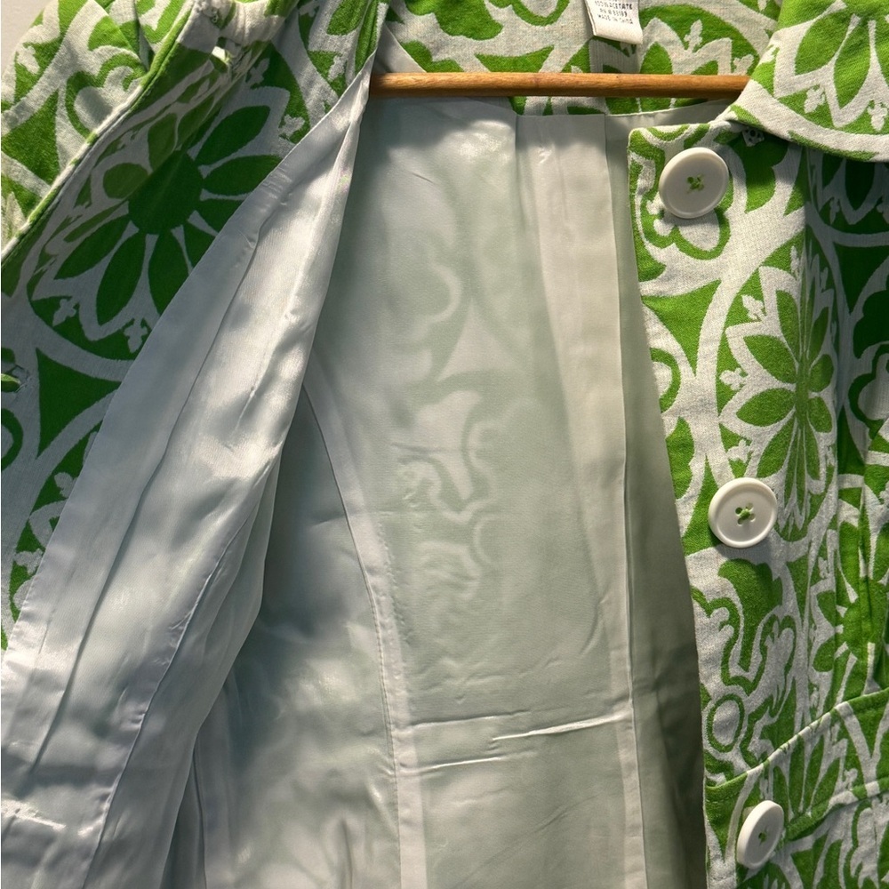 LILLY PULITZER | EUC Stowaway Green Kiera
Coat Jacquard SZ 2 Mid Century Modern - Picture 7 of 14